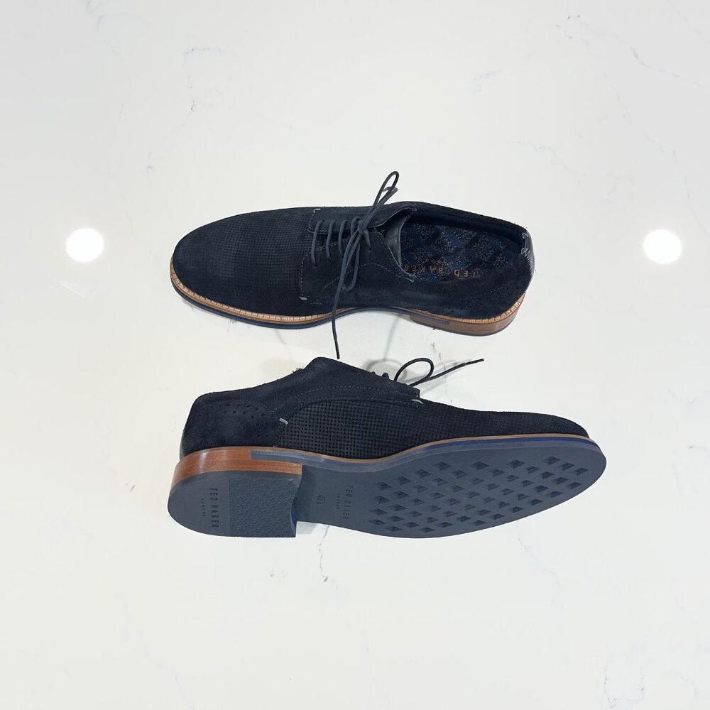 Ted Baker London Men's Siablo Perforated Navy Suede Shoes Size 7.5